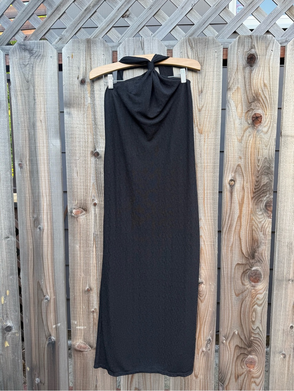 Reformation Black Halter Midi Maxi Dress w/ knotted neckline - M